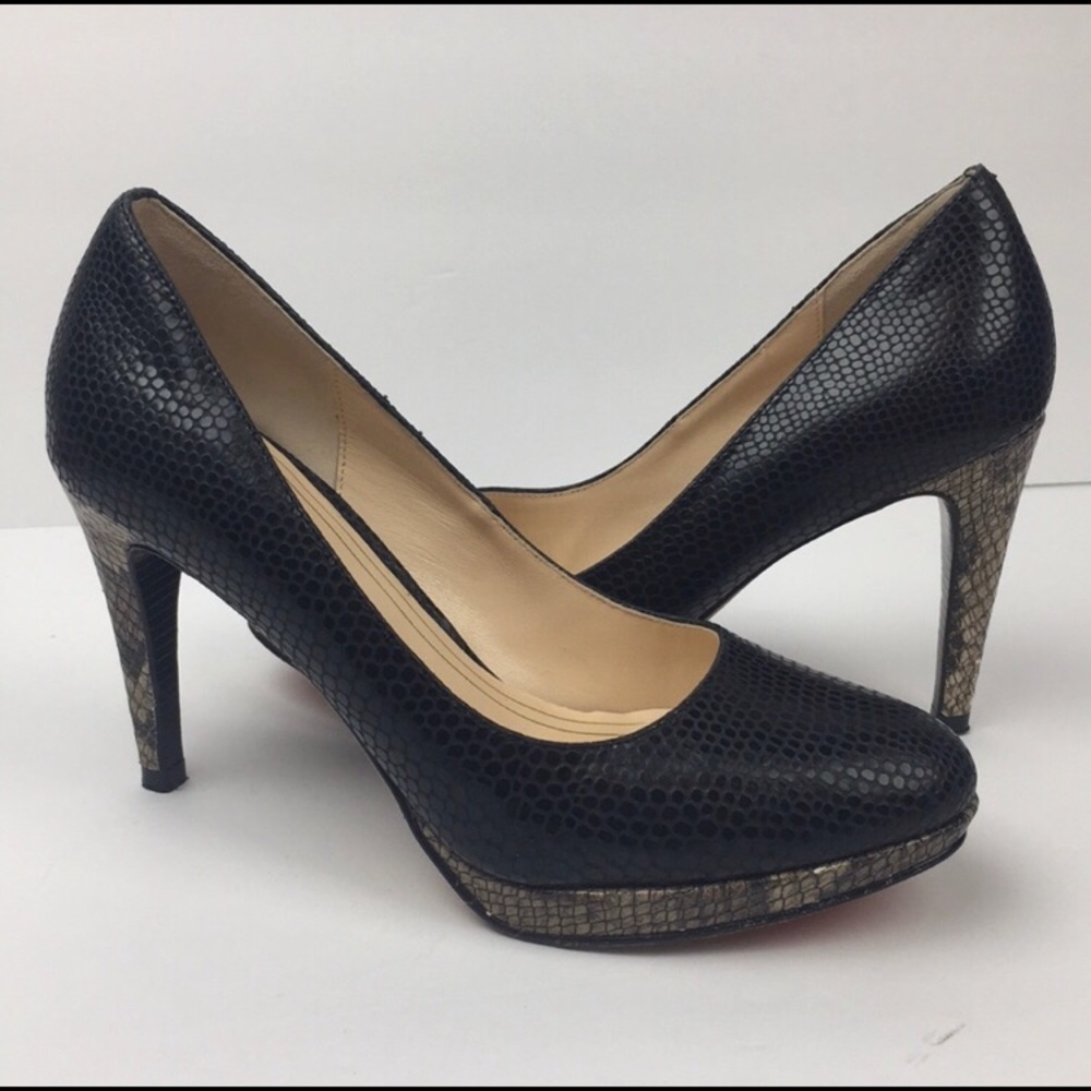 Cole Haan snakeskin black heels pumps 7B